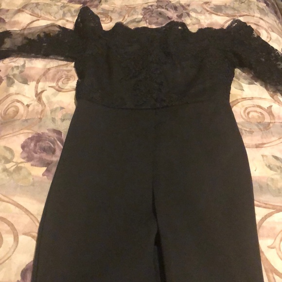 Pants - Elegant jumpsuit, lace at the top